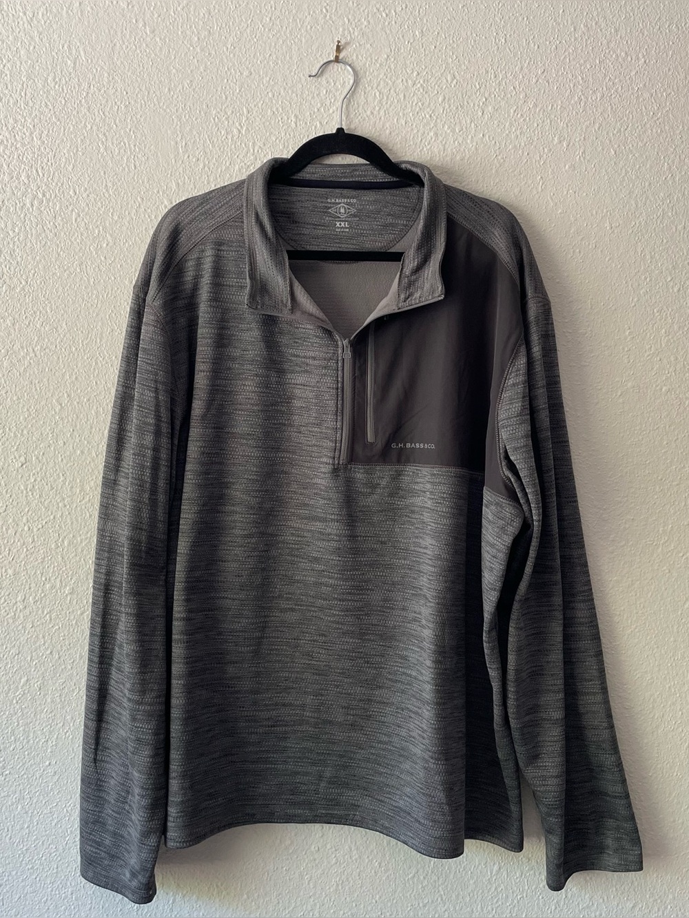 G.H. Bass & Co Quarter Zip Pullover Mens XXL Gray Performance Stretch Sweater
